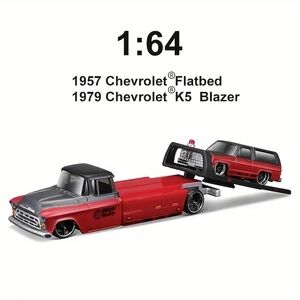 Diecast Maisto 1/64 - 1957 Chevrolet Flatbed and 1979 Chevrolet K5 Blazer - NEW